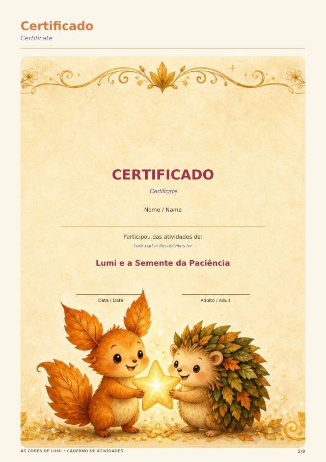 Certificado para a criança